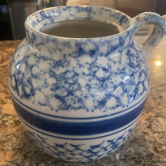 Prestige Place Blue Sponge Paint Bean Pot - Picture 8 of 9